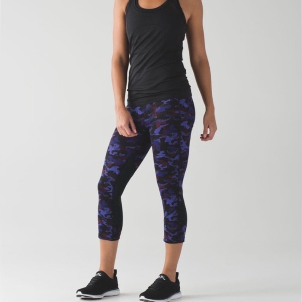 lululemon vintage rare sz 8 Pace Rival leggings Emperor Hounds Camo blue black